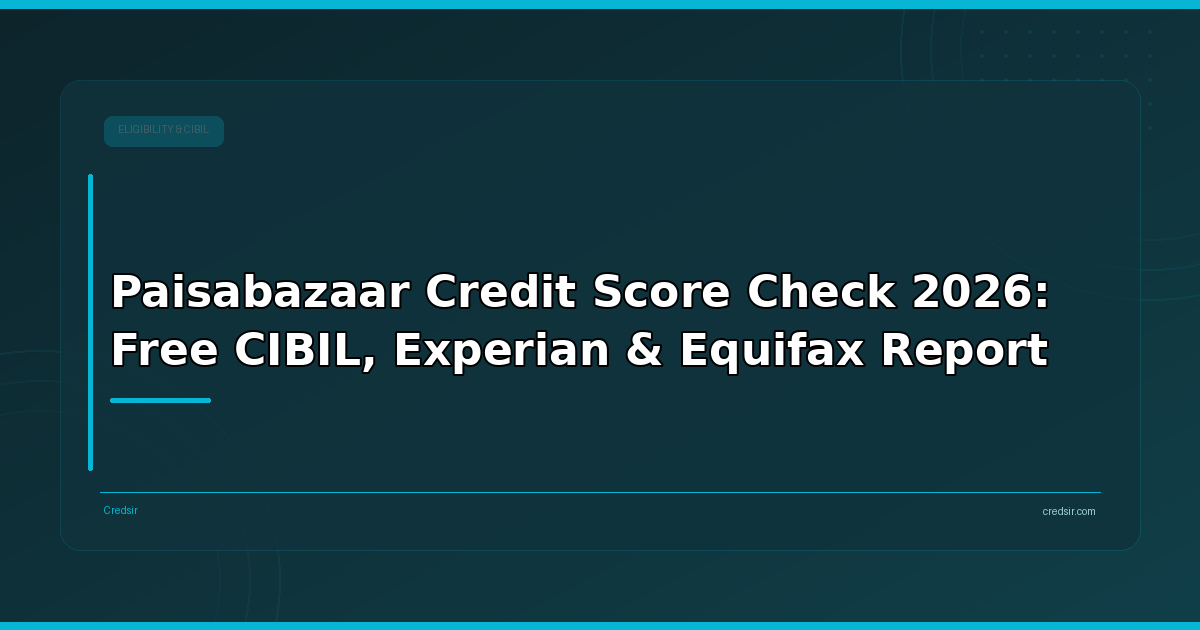 Paisabazaar Credit Score Check 2026: Free CIBIL, Experian & Equifax Report