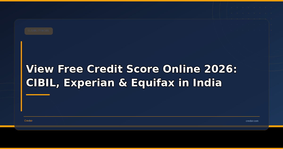 View Free Credit Score Online 2026: CIBIL, Experian & Equifax in India