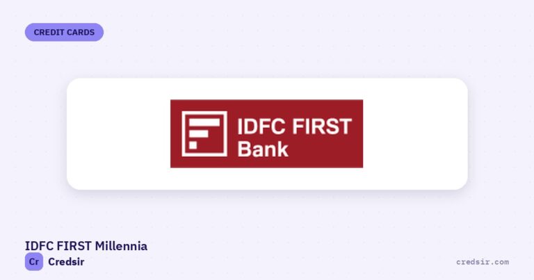 IDFC FIRST Bank logo on the cover of Credsir’s IDFC FIRST Millennia Credit Card guide