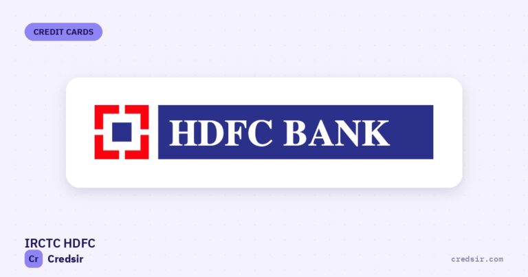 HDFC Bank logo on the cover of Credsir’s Irctc HDFC Credit Card guide