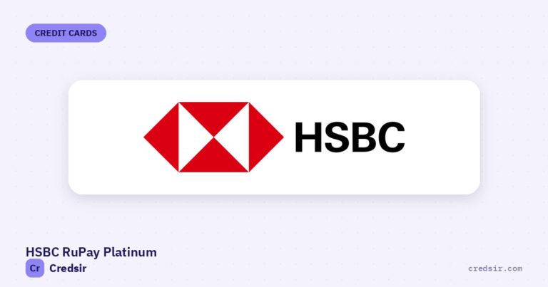 HSBC logo on the cover of Credsir’s Hsbc Rupay Platinum Credit Card guide