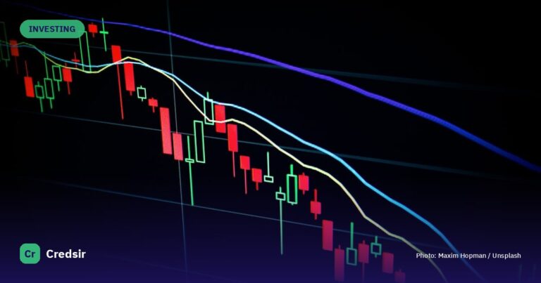 Stock market candlestick chart on dark screen — cover photo for Credsir’s What Is Market Capitalisation guide