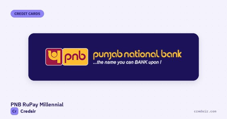 Punjab National Bank logo on the cover of Credsir’s PNB Rupay Millennial Credit Card guide