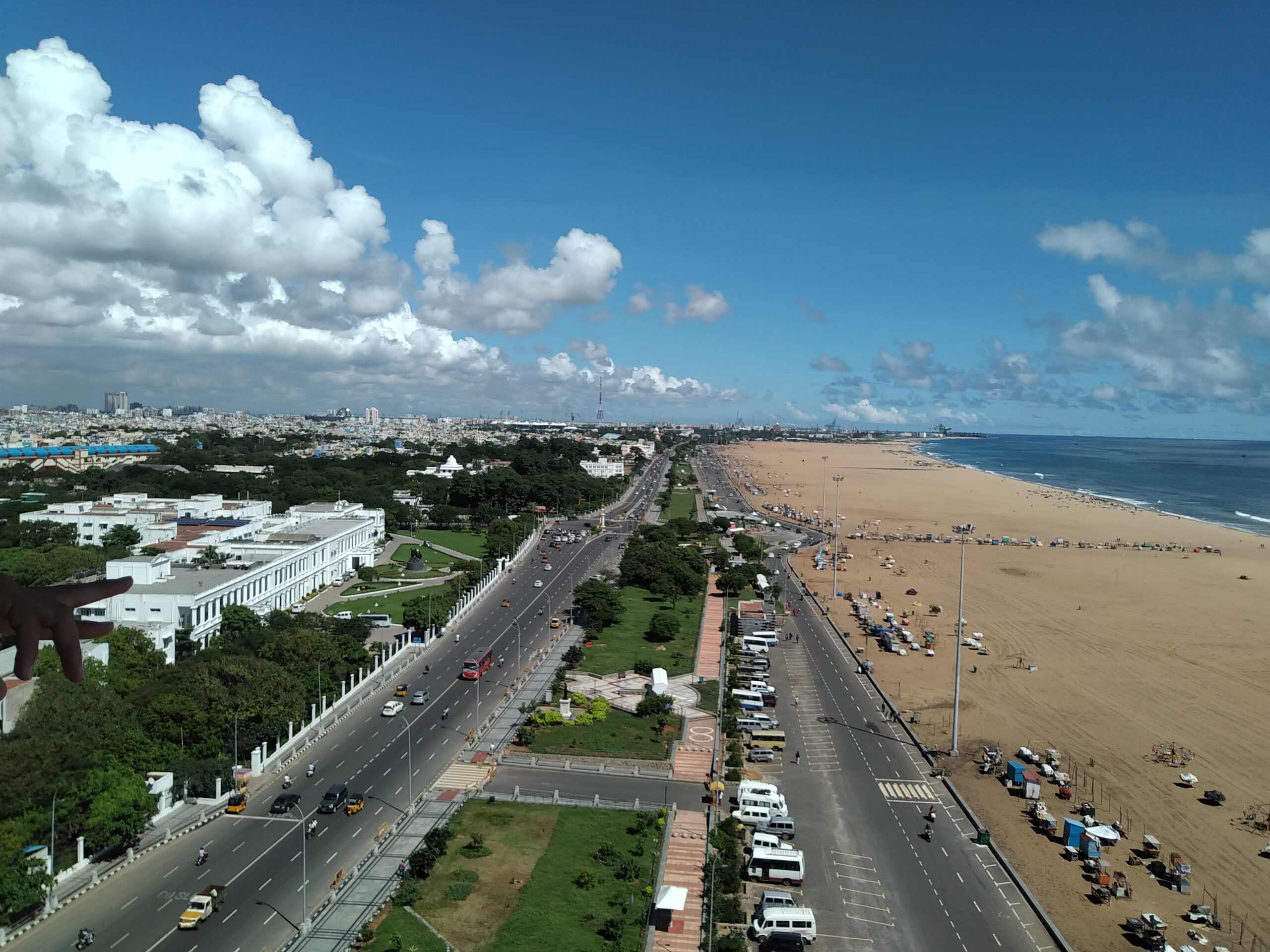 An aerial view of Chennai