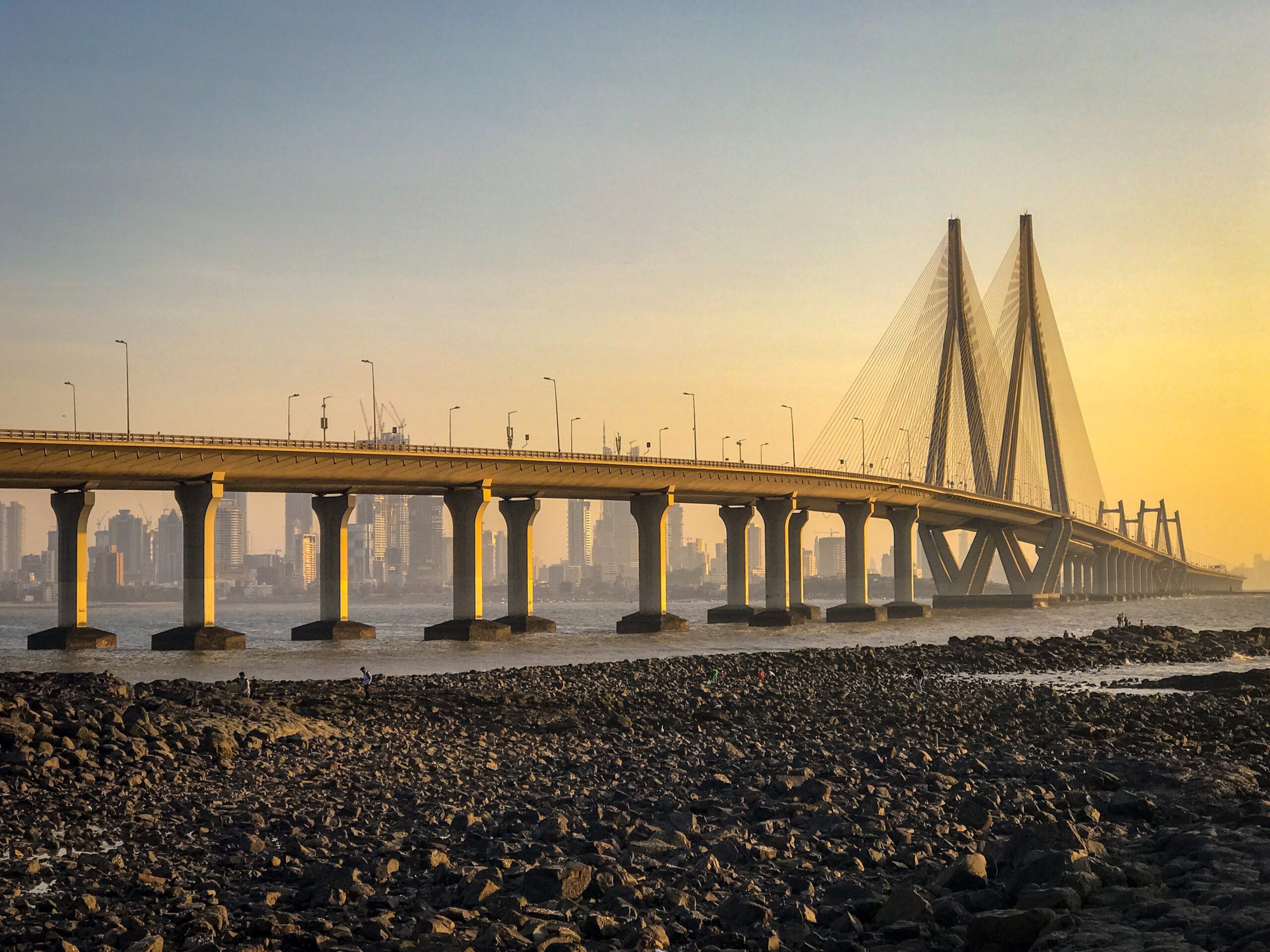 The Bandra-Worli Sea Link across Mumbai's coastline