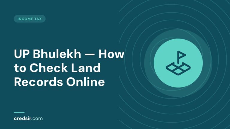Credsir Income Tax guide cover with a land plot icon