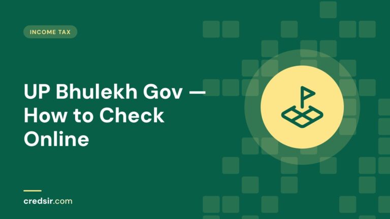 Credsir Income Tax guide cover with a land plot icon