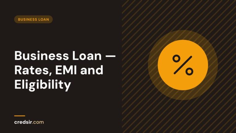 Credsir Business Loan guide cover with a percent icon