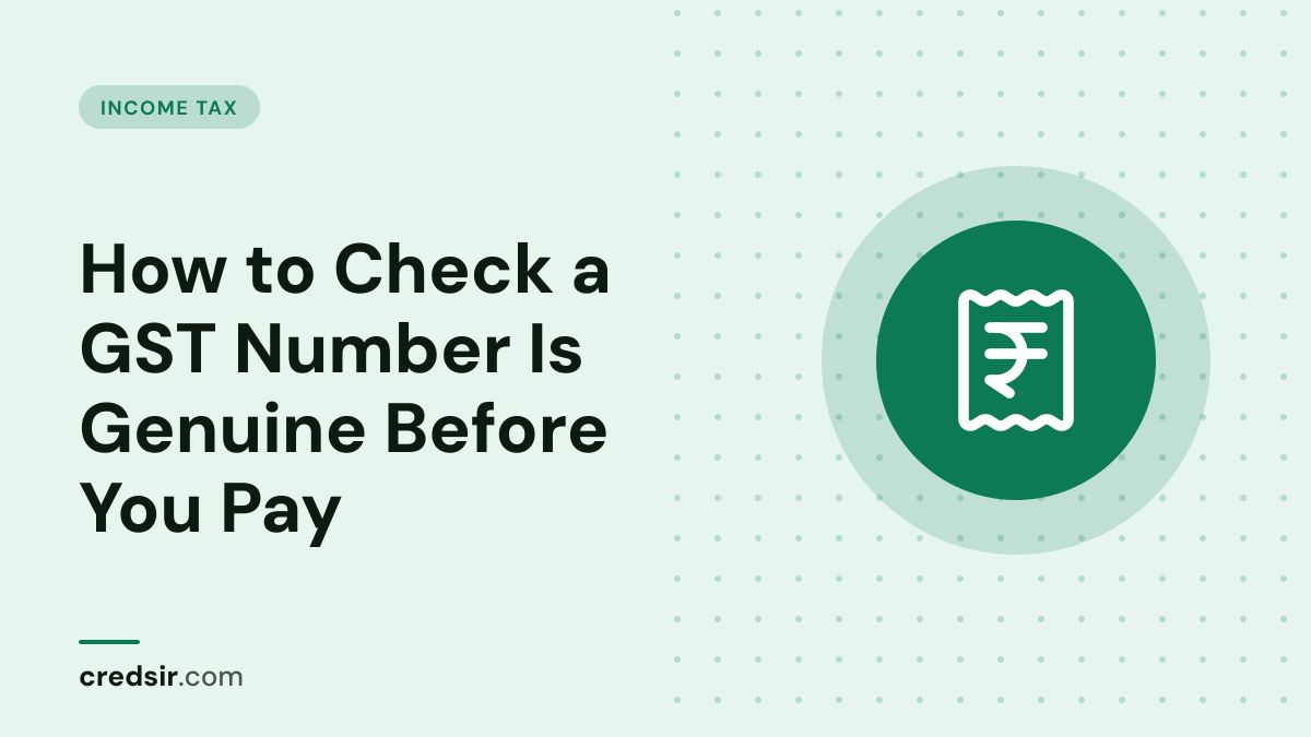 Credsir Income Tax guide cover with a receipt indian rupee icon