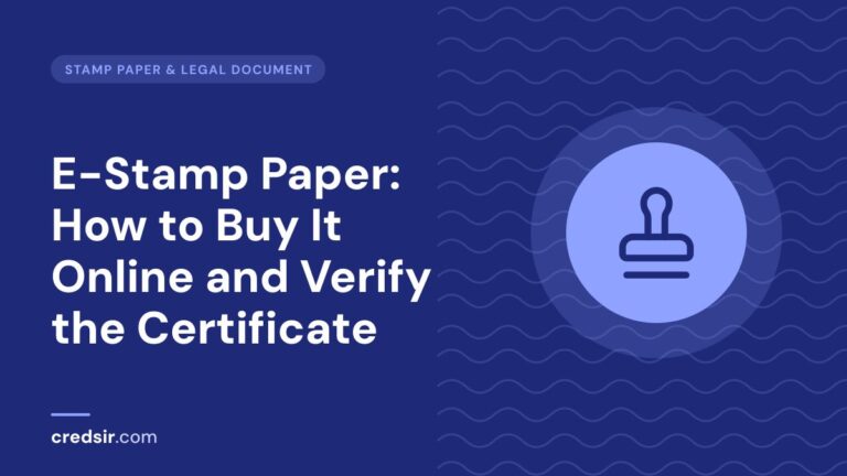 Credsir Stamp Paper & Legal Documents guide cover with a stamp icon