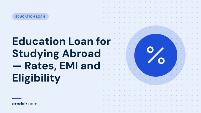 Credsir Education Loan guide cover with a percent icon