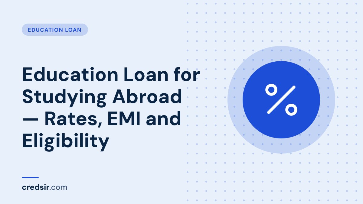 Credsir Education Loan guide cover with a percent icon