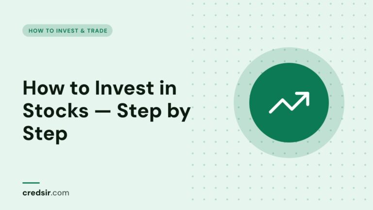 Credsir How to Invest & Trade guide cover with a trending up icon