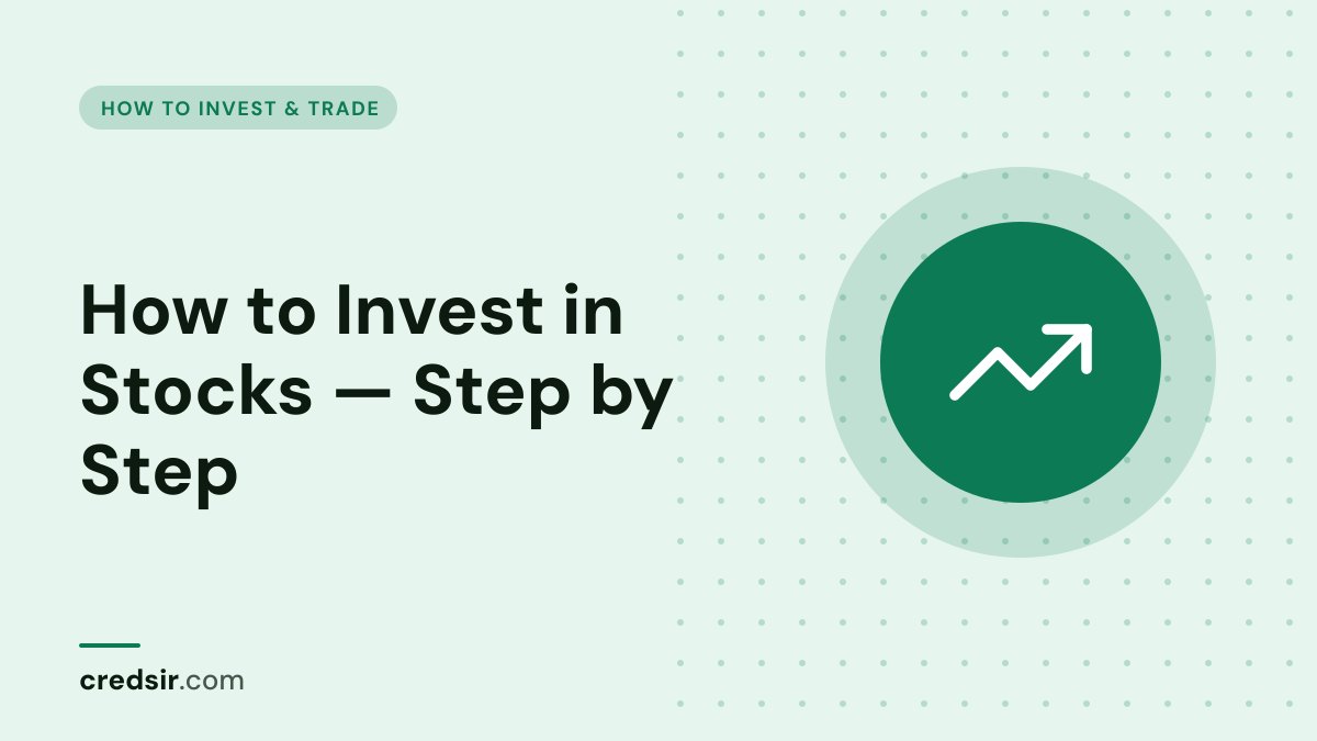 Credsir How to Invest & Trade guide cover with a trending up icon