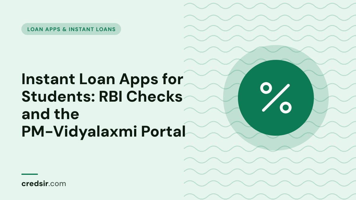 Credsir Loan Apps & Instant Loans guide cover with a percent icon