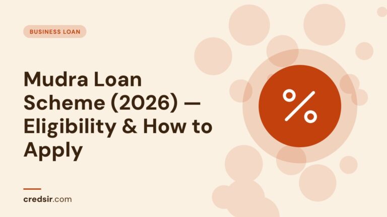 Credsir Business Loan guide cover with a percent icon