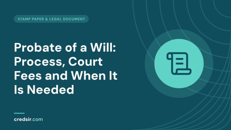 Credsir Stamp Paper & Legal Documents guide cover with a scroll text icon