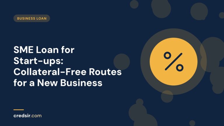 Credsir Business Loan guide cover with a percent icon